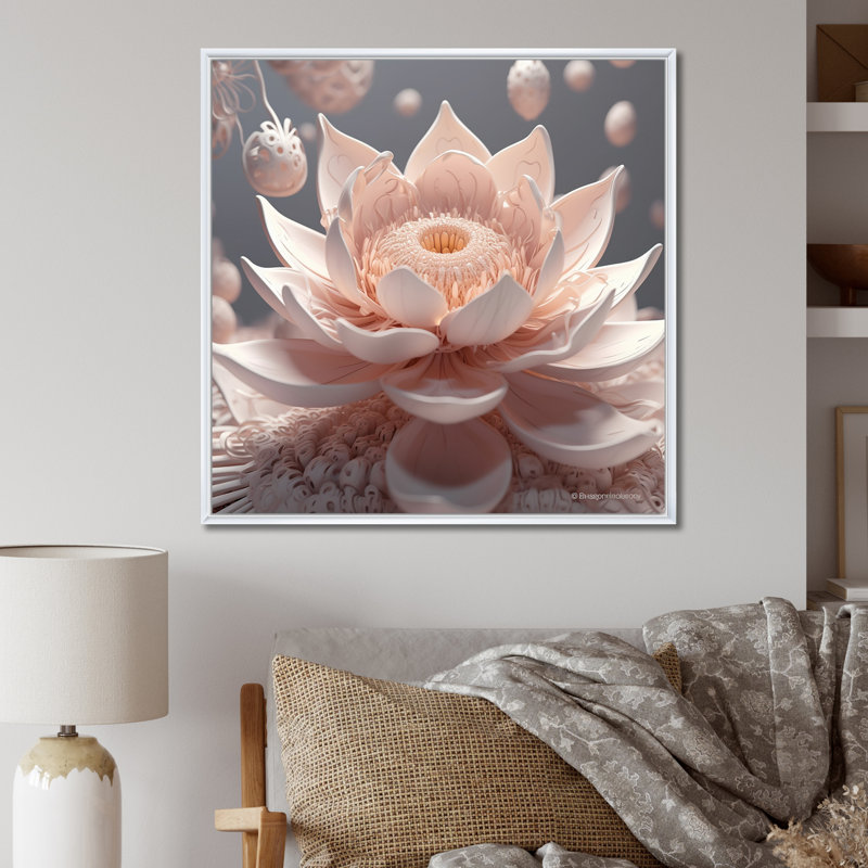 «Light Pink Tender Blossoming», impression sur toile, Cadre flottant blanc, H 24 po x l 24 po x P 1 po