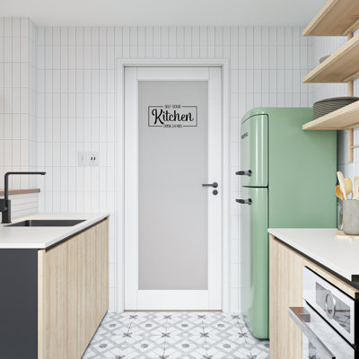 Kitchen Pantry Frosted Glass Door Slab Solid Manufactured Wood Standard Door Without Hardware