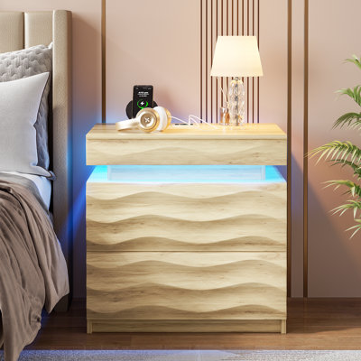 Ashten 23.6'' W 2-Drawer Nightstand With Hidden Storage And Human Sensor Light