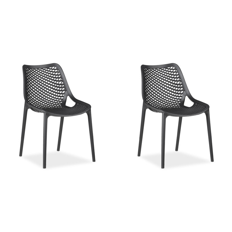 Antiona Stacking Patio Dining Dining Chair, Black