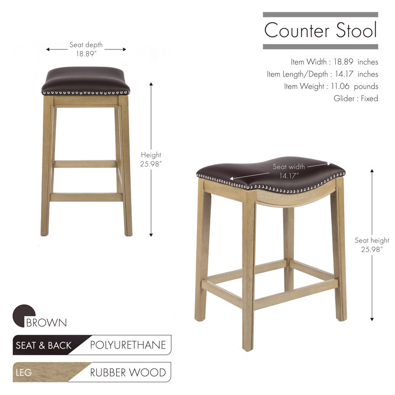 Tabouret de bar Arduss, Brun, Tabouret de comptoir (hauteur de l'assise 25,98 po