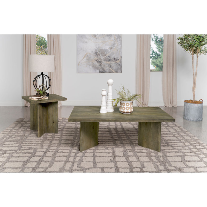 Rectangular Solid Wood Coffee Table, Mango Brown