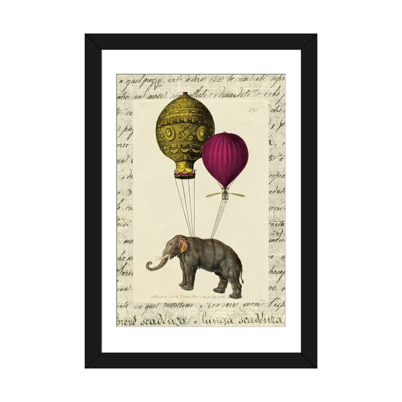 Elephant rider ii-impression d’art graphique sur toile tendue, Papier beaux-arts encadré noir, Blanc