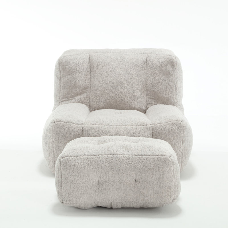 Fluffy Bean Bag Chair, Light Gray Velvet