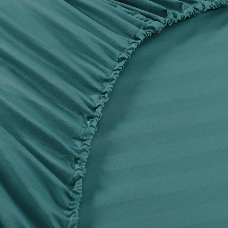 3/4 Pcs Luxury Striped Bed Sheets Set, Queen Sheet Set with 2 Pillowcases, Teal