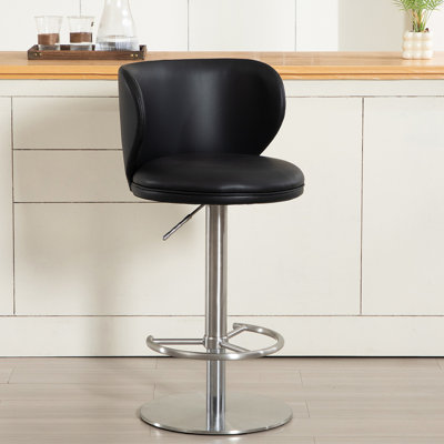 Tabourets de bar en acier inoxydable titane, chaise de bar en cuir de qualité moderne avec dossier, hauteur réglable pivotante pour le comptoir de la cuisine et la salle à manger (1 pièce)