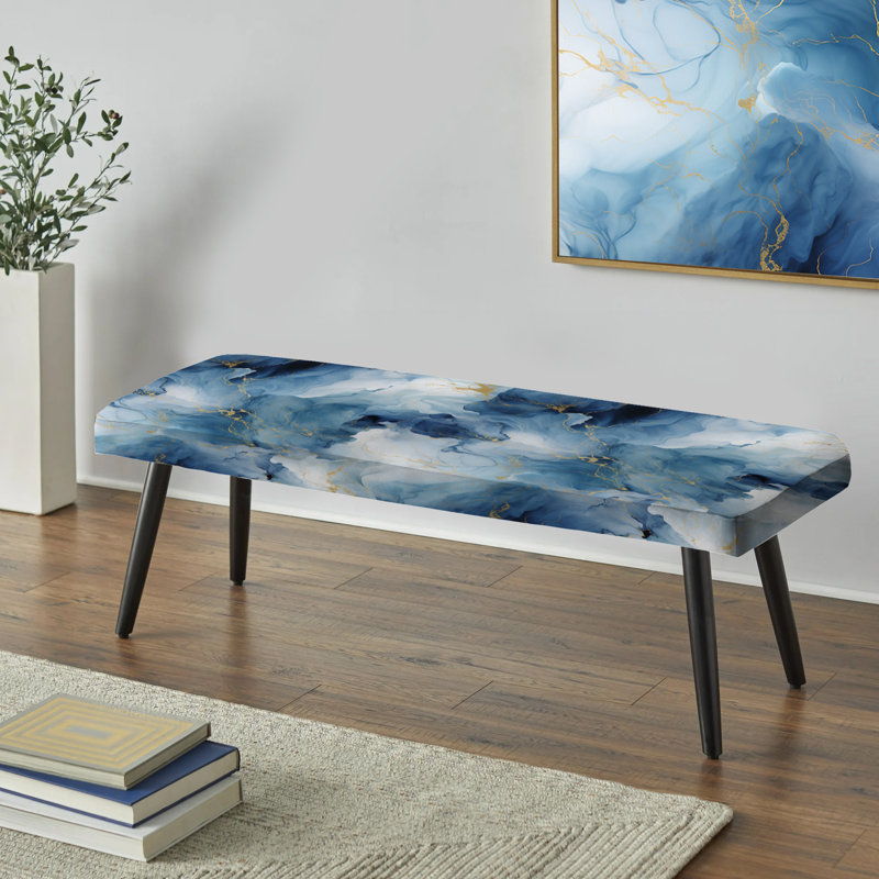 Banc bleu rembourré Marble Elegance