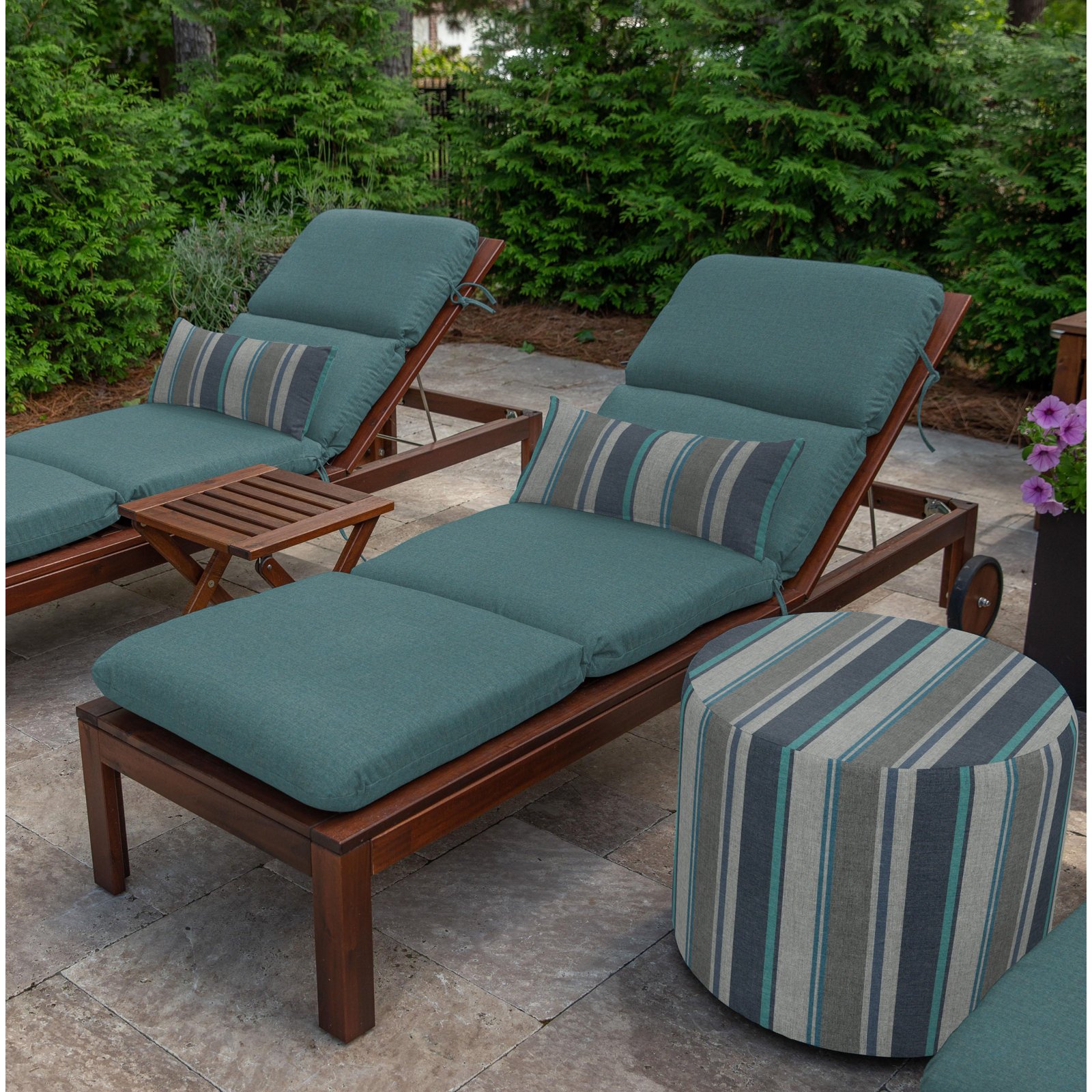 Marlowe Sunbrella® 1-Piece Outdoor Chaise Cushion, Cast Lagoon Sunbrella® Plainweave