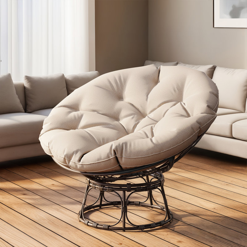 Chaise de patio avec coussins Papasan, Gris perle, L 49 po x H 36 po x P 12 po