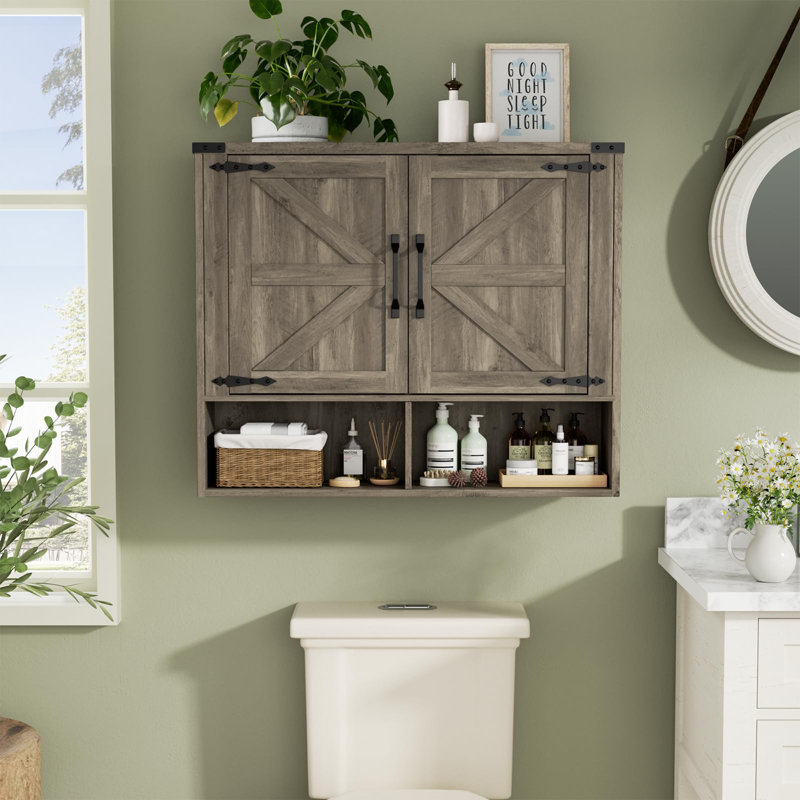 Bathroom Wall Cabinet With 2 Doors, Gray