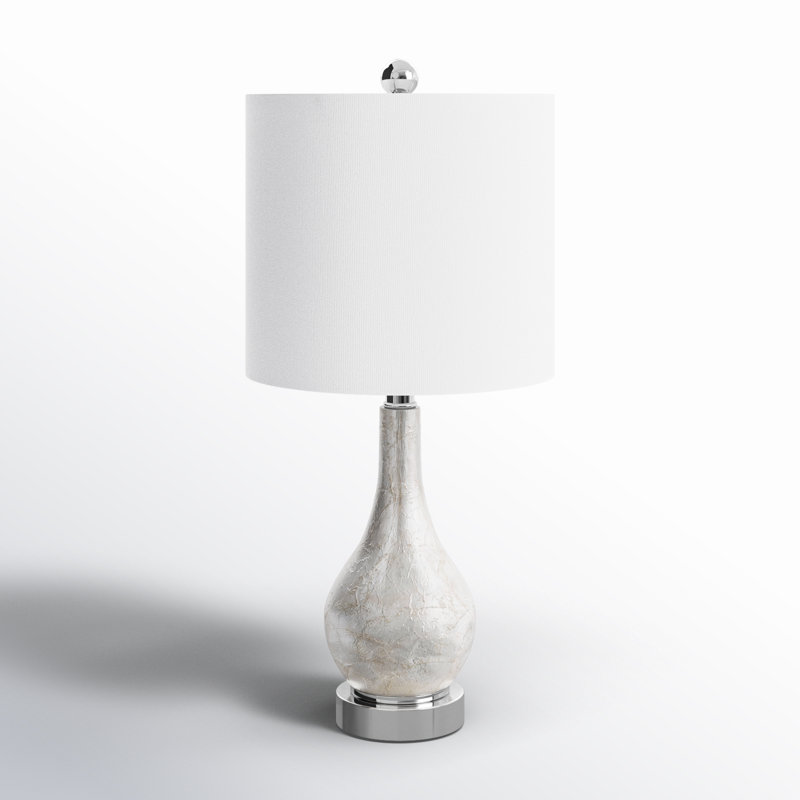Ivory Seashell Resin Table Lamp with White Shade