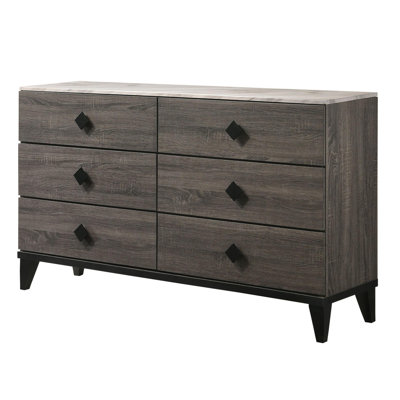 Commode double 6 tiroirs en bois Wilton