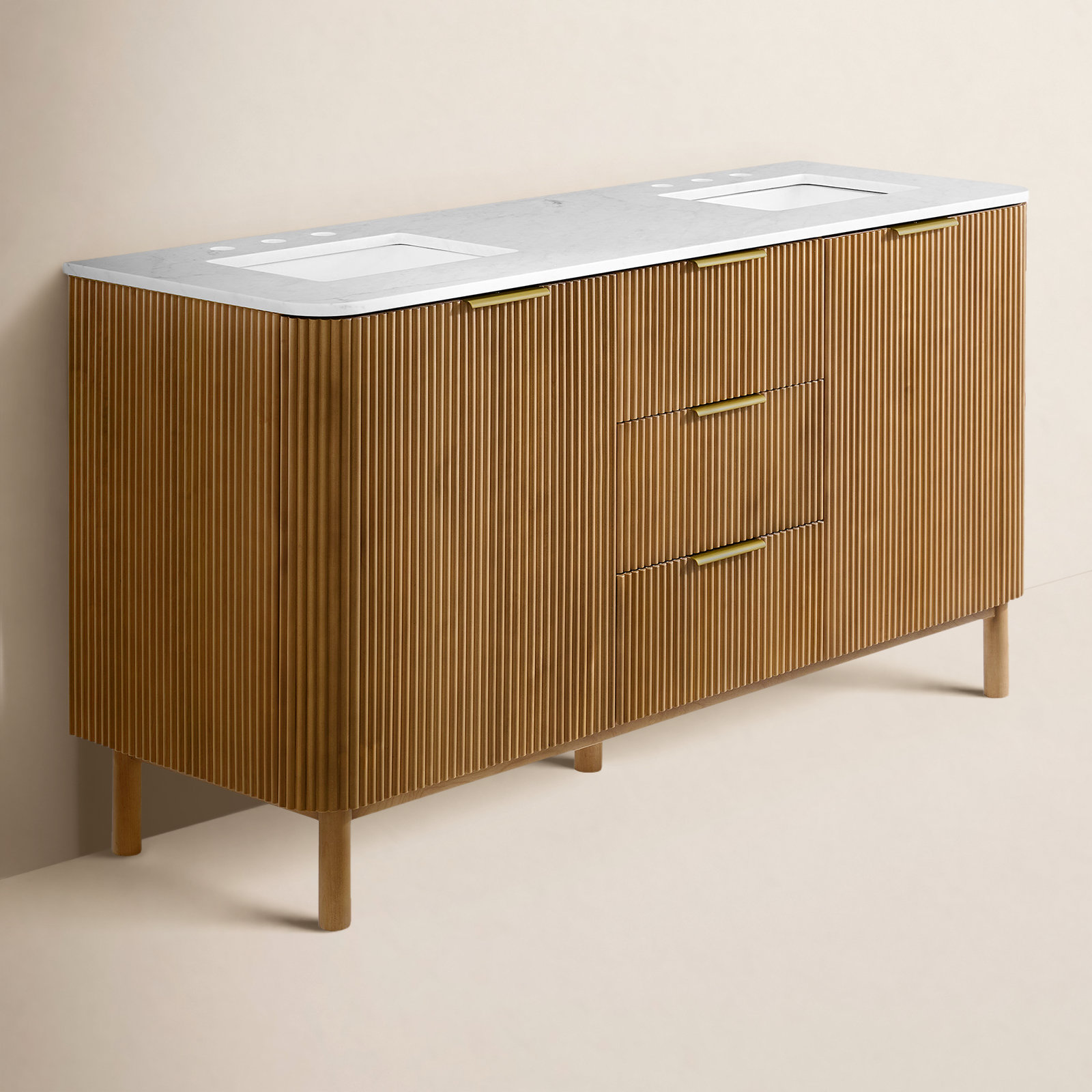 Nova 66" Carrara Marble Double Bathroom Vanity