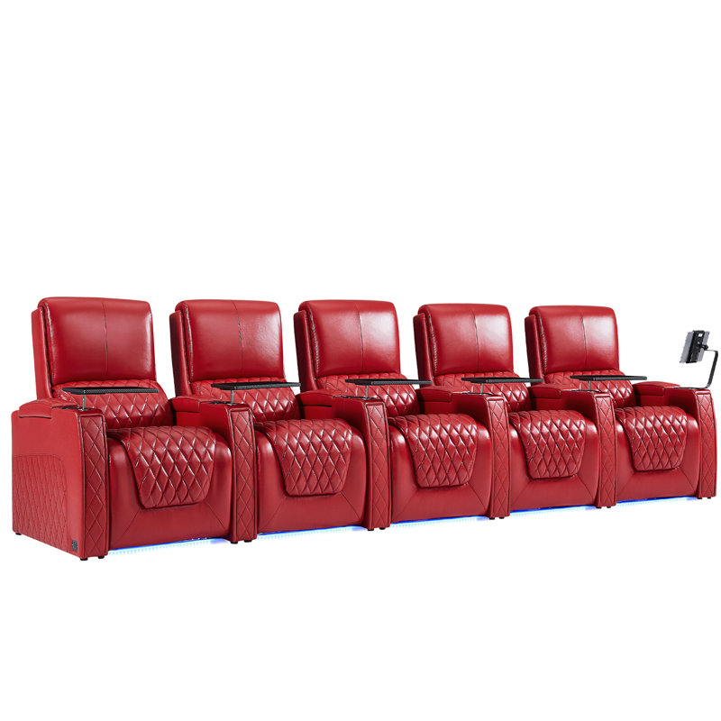 Canapé inclinable électrique Haiylee, Cuir véritable rouge