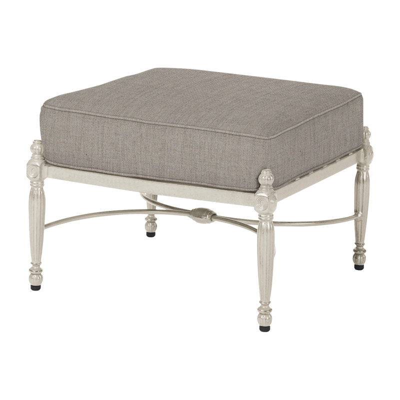 Bel Air Outdoor Ottoman, Cast Ash Sunbrella® Plainweave, Midnight Gold