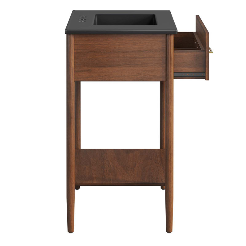 Zaire 30'' Walnut Black Single Bathroom Vanity with Ceramic Top