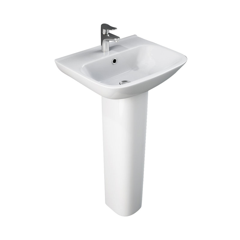Barclay 14.5'' White Vitreous China Rectangular Bathroom Sink with Overflow, 32.25" H x 14.5" W x 17.75" L, 4" Centers