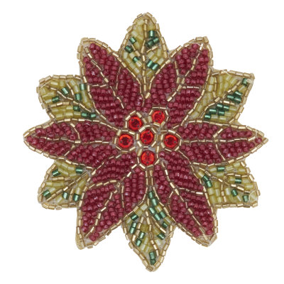 Ensemble de sous-verres en poinsettia perlé (ensemble de 4) - Sous-verres décoratifs décoratifs pour table basse