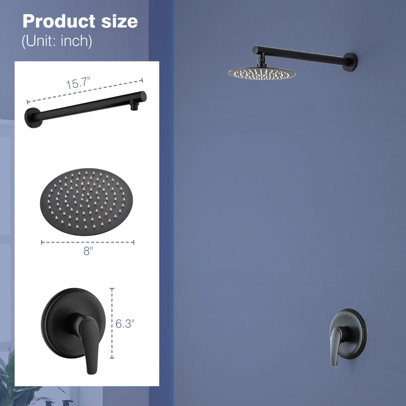 Système de douche complet à pression équilibrée, Noir mat, 3,4 gallons par minute