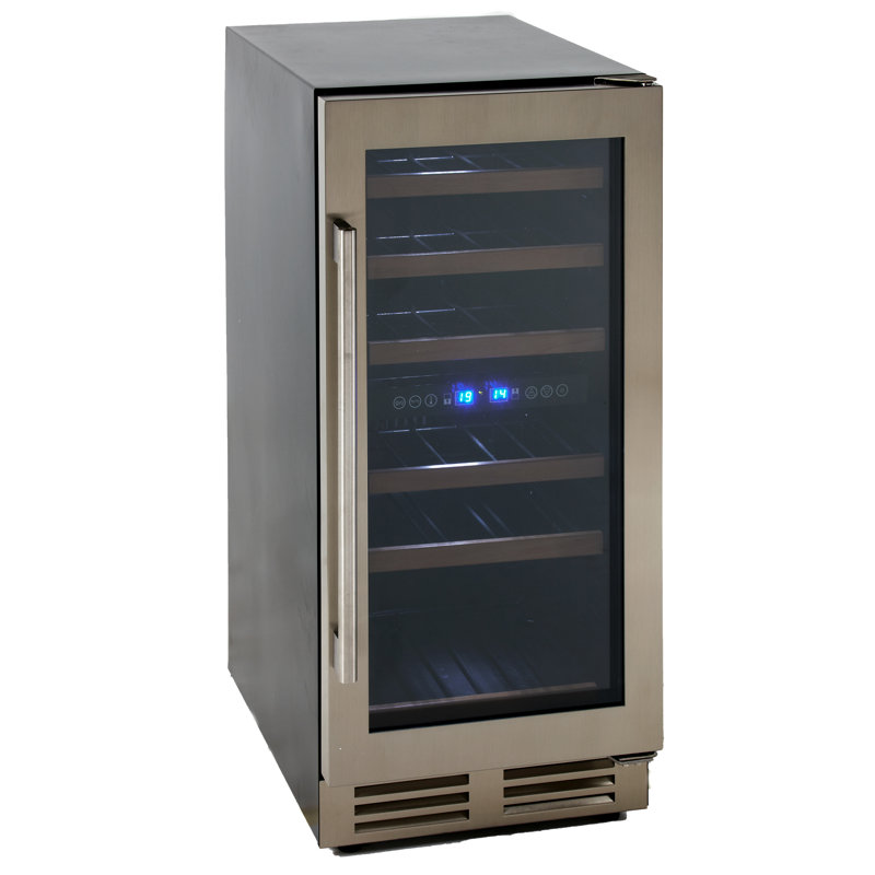 Black Stainless Steel Dual Zone Wine Cooler with LED Lighting
