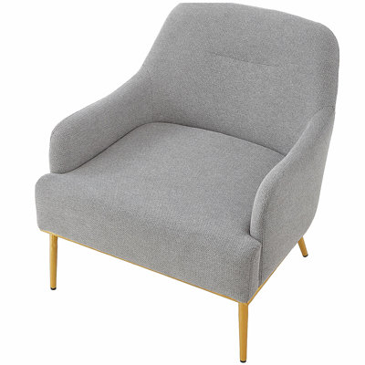 Chaise d'appoint moderne avec dossier incurvé et pieds en métal doré pour le salon, la chambre à coucher ou le coin lecture, gris