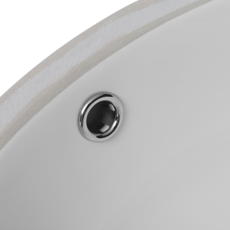 19" L x 16" W Oval Ceramic Vessel Sink Undermount Bathroom Sink with Overflow
