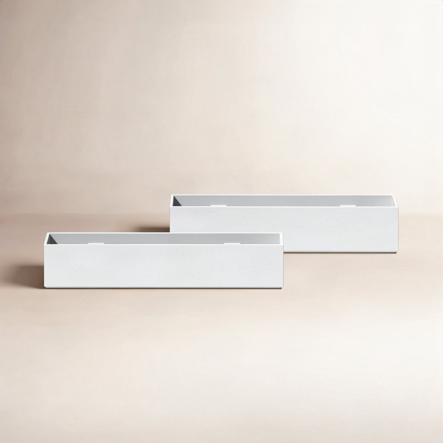 Geo Series Planter Box, 3" H x 16" W x 3.5" D, White, Set of 2