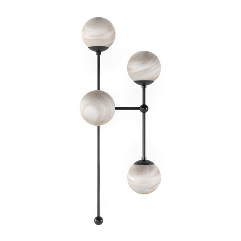 Armstrong 4 - Light Armed Sconce, Black Gunmetal, Marbled Matte