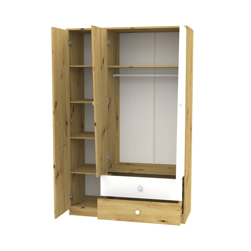 Nantes 3 Door Manufactured Wood Wardrobe, Matt White