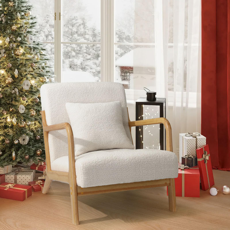 Upholstered Armchair, White Teddy