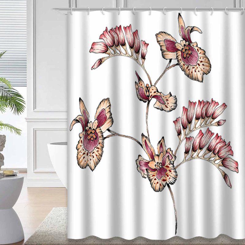 Aquarelle, orchidée, fleur, botanique tropical, feuille, art, beauté, 12 crochets, L 72 po x l 84 po