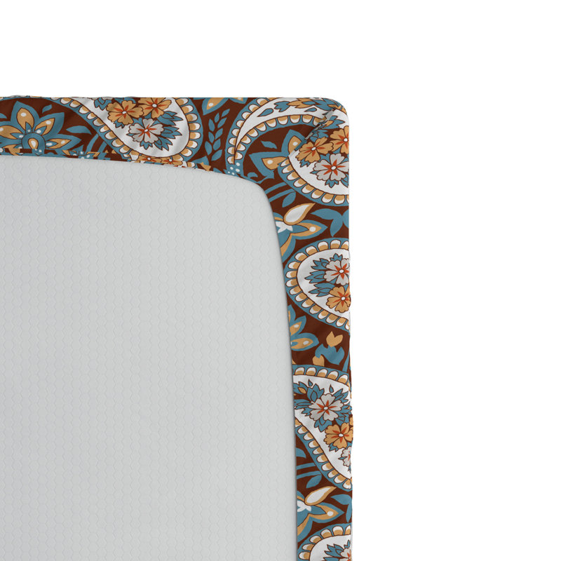Microfiber Paisley Fitted Sheet, Twin Fitted Sheet, Black Paisley
