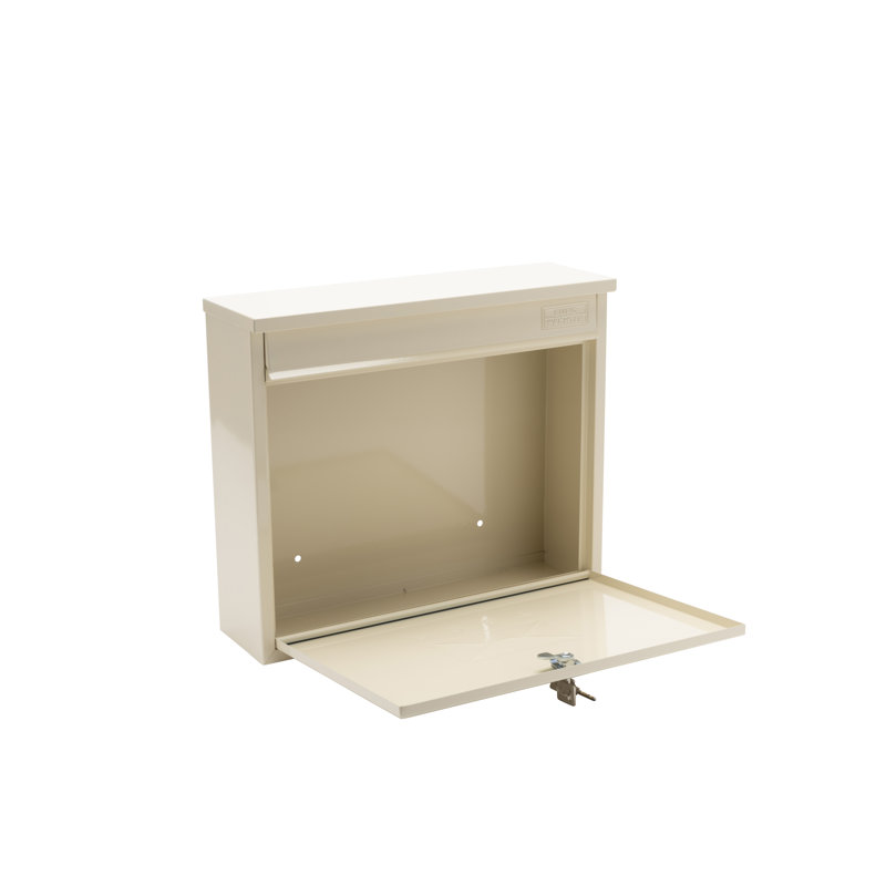 Elegance Wall Mounted Galvanised Steel Lockable Weatherproof Post Box - 36x31x10cm, Antique Cream