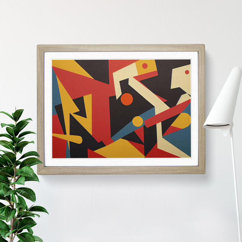 XH1022-8695X Suprematism Modern Art Vol.6 Abstract - Single Picture Frame Print, 25cm H x 34cm W x 2cm D, Oak