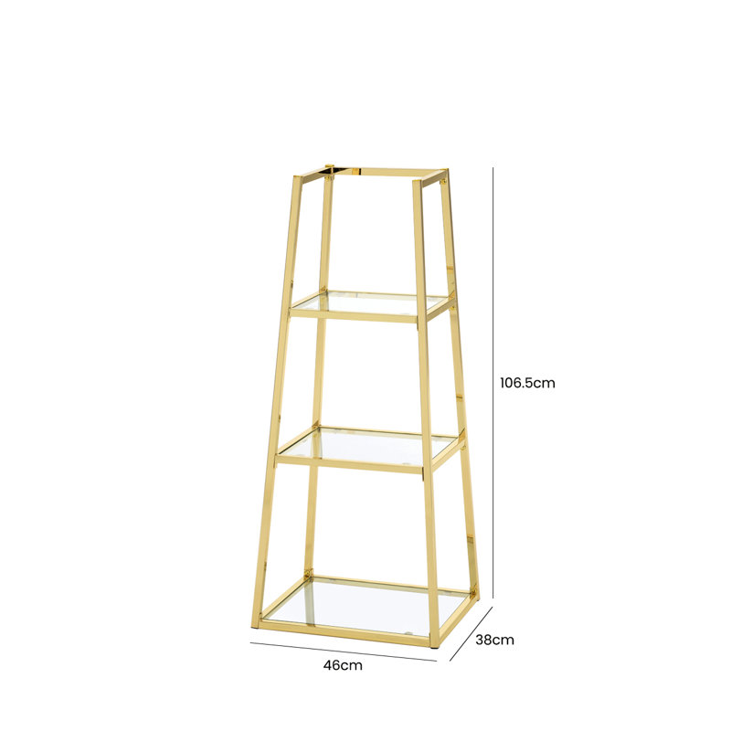 46cm W Iron Ladder Bookcase, Gold, 106.5cm H x 46cm W x 38cm D