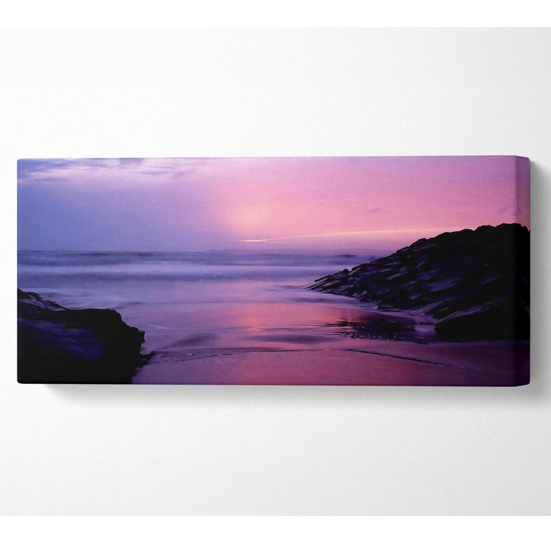 Sonnenuntergang am Strand von Aberavon - Panorama-Kunstdrucke aus gerollter Leinwand