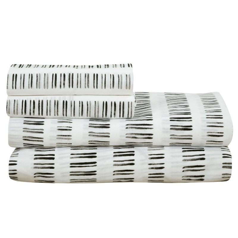 Ensemble de 4 valises pour chambre d'amis, Gris multicolore, Rayé, Ensemble de draps pour taille de lit double avec d