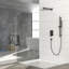 Douche murale en noir mat - carré de 10 pouces avec barre coulissante réglable, soupape équilibrée et système élégant et pluie