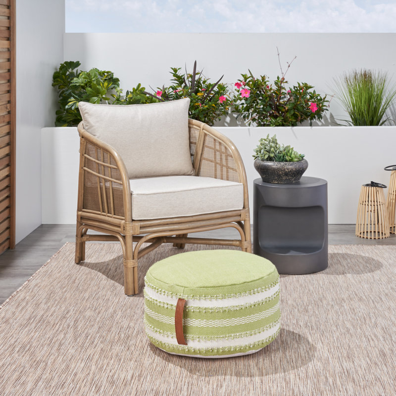 Hutcheson Upholstered Pouf, Lime Green