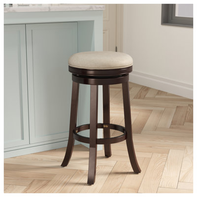 Tabouret de bar pivotant de 30 pouces avec finition espresso et siège rembourré en tissu beige - Tabouret de comptoir de cuisine confortable