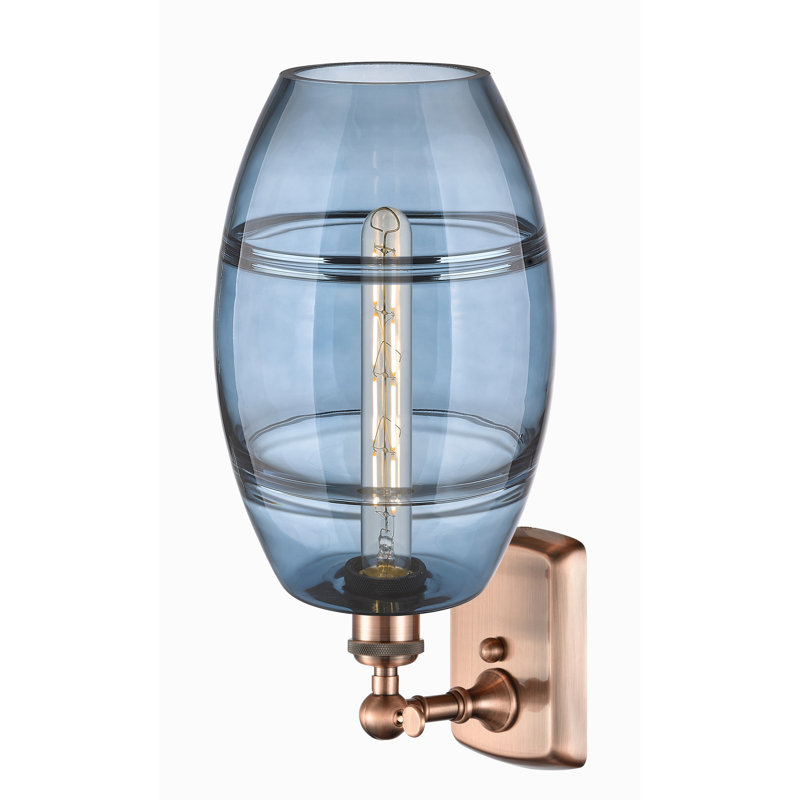 Applique murale en acier Bettylou, Cuivre antique, H 10,88 po x l 8 po x P 8,13 po, Bleu princesse