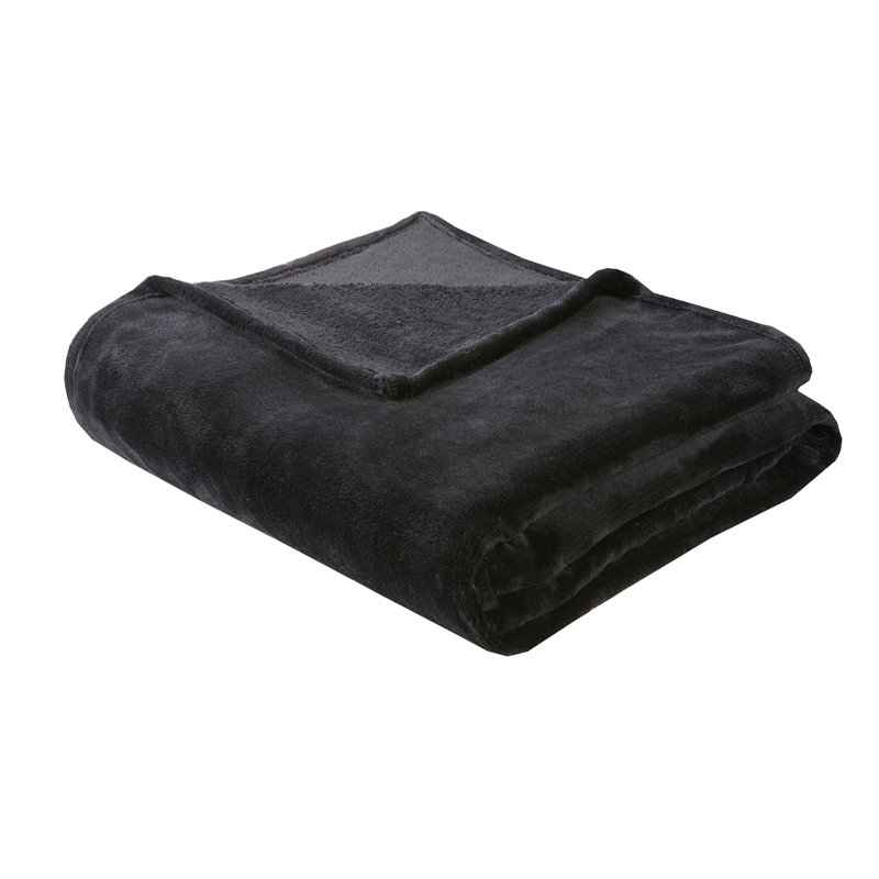 Luxurious Twin/Twin XL Reversible Microlight Plush Blanket in Black