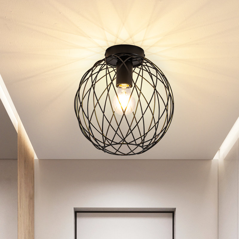 Ambrielle 1‑Light 25 cm Black Bird‑Nest Flush Mount Ceiling Light, 26cm H x 25cm W x 25cm D