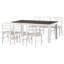 7 sièges de salle à manger avec fonctions extensibles, chaises rembourrées et rangement en blanc / brun, sièges et tiroirs extensibles à finition de teinte brun / blanc-843026438-843026433
