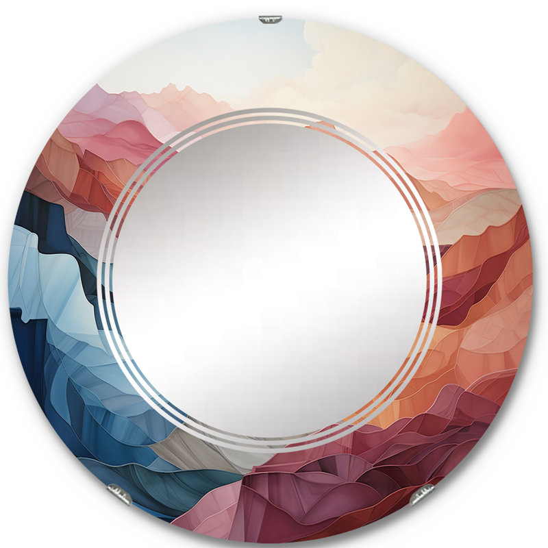 Saxicola - Miroir mural moderne rond, 24 po x 24 po