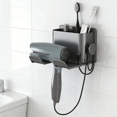 Support de rangement mural pour salle de bain avec support pour cordon