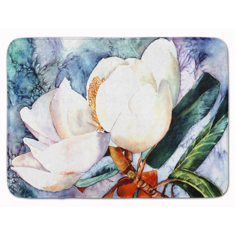 Tapis pour salle de bain à motif floral en microfibre Palais Magnolia