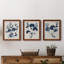 Bleu marine et feuilles de lin II - ensemble de 3 peintures sur toile encadrées-1524676192-1524676179