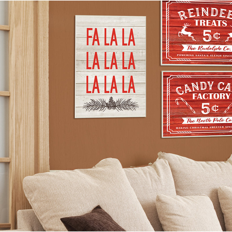 « christmas deck the halls fa la », art textuel, H 15 po x l 10 po, Plaque murale