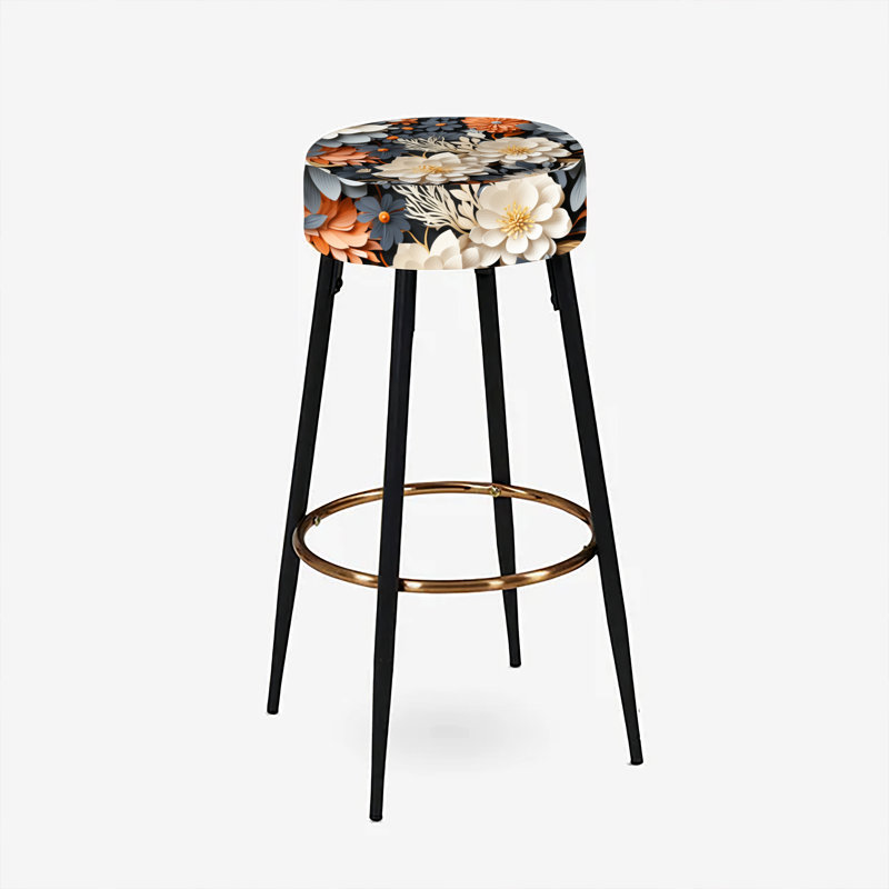 Ensemble de 2 tabourets de bar à motif géométrique bleu et blanc Floral Harmony